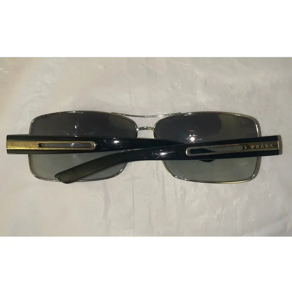 Authentic Prada SPR 54I 1BC-3M1 Sunglasses 64□12 Black Silver Read Wear
